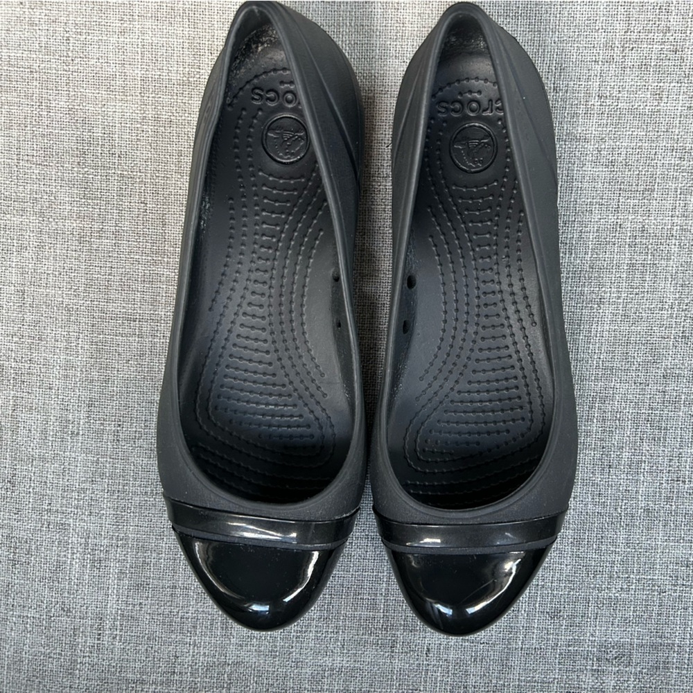 Crocs Gianna Alice Ballet Flats Women's Black Rubber Slip On Shoes Size 7